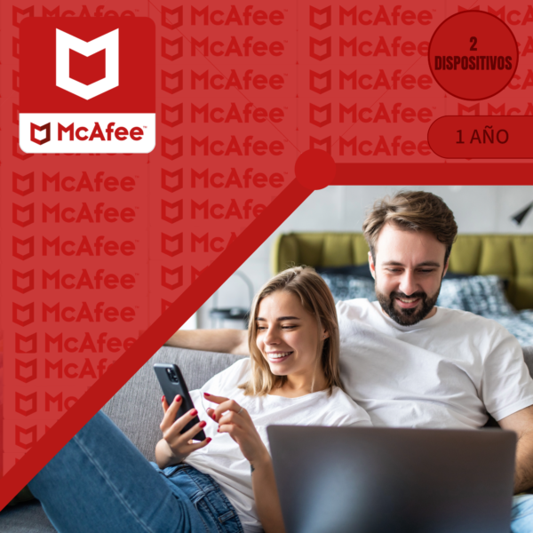 McAfee Antivirus 1 Año para 2 Dispositivos – Protección avanzada contra malware, virus y amenazas en línea para tus dispositivos, con VPN segura y privacidad garantizada.